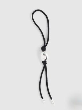 NWT Madewell Sculpted Silver Bead Cord Bag Charm w/ Jewelry Pouch
